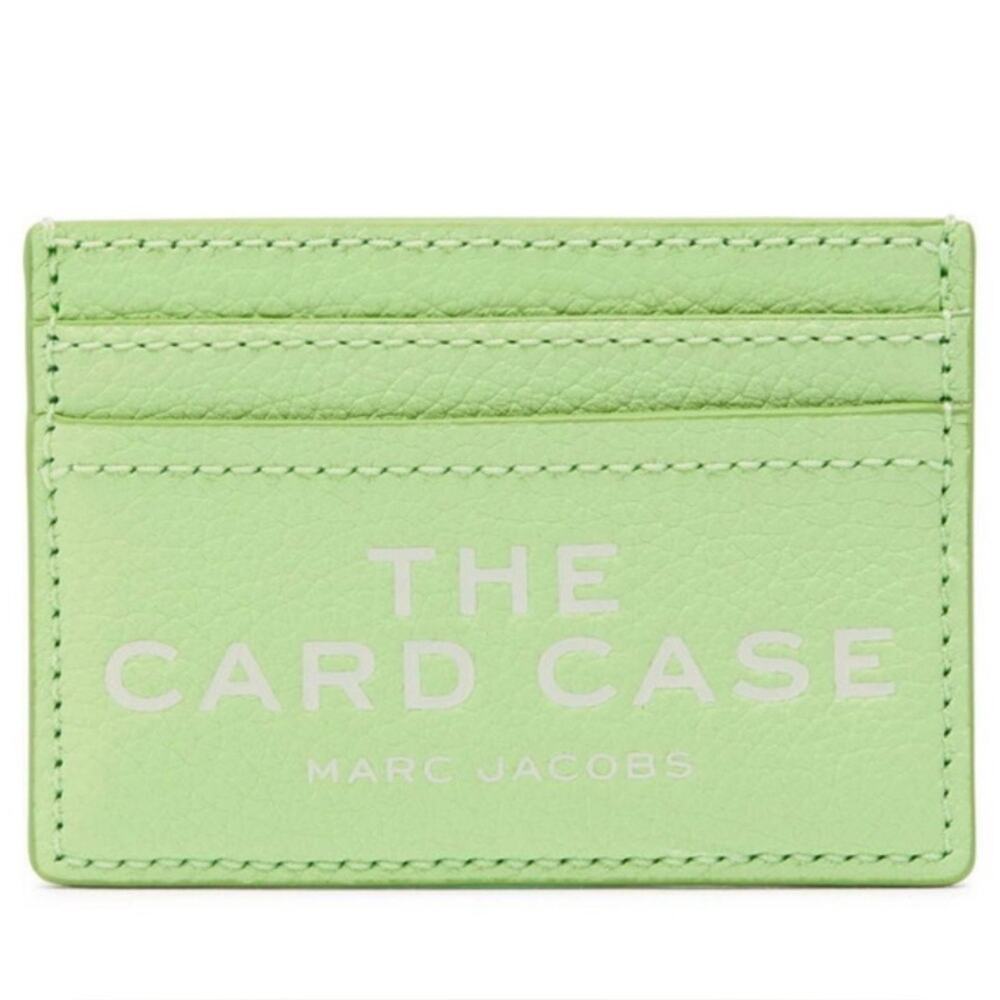 Marc Jacobs The Card Case in Mint Green Pebble Leather